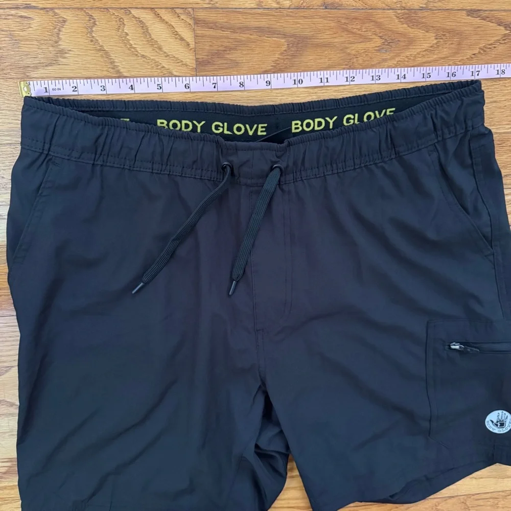 Body Glove Black Swim Trunks L/34 Mesh Lined Quick Dry‎ Boardshorts